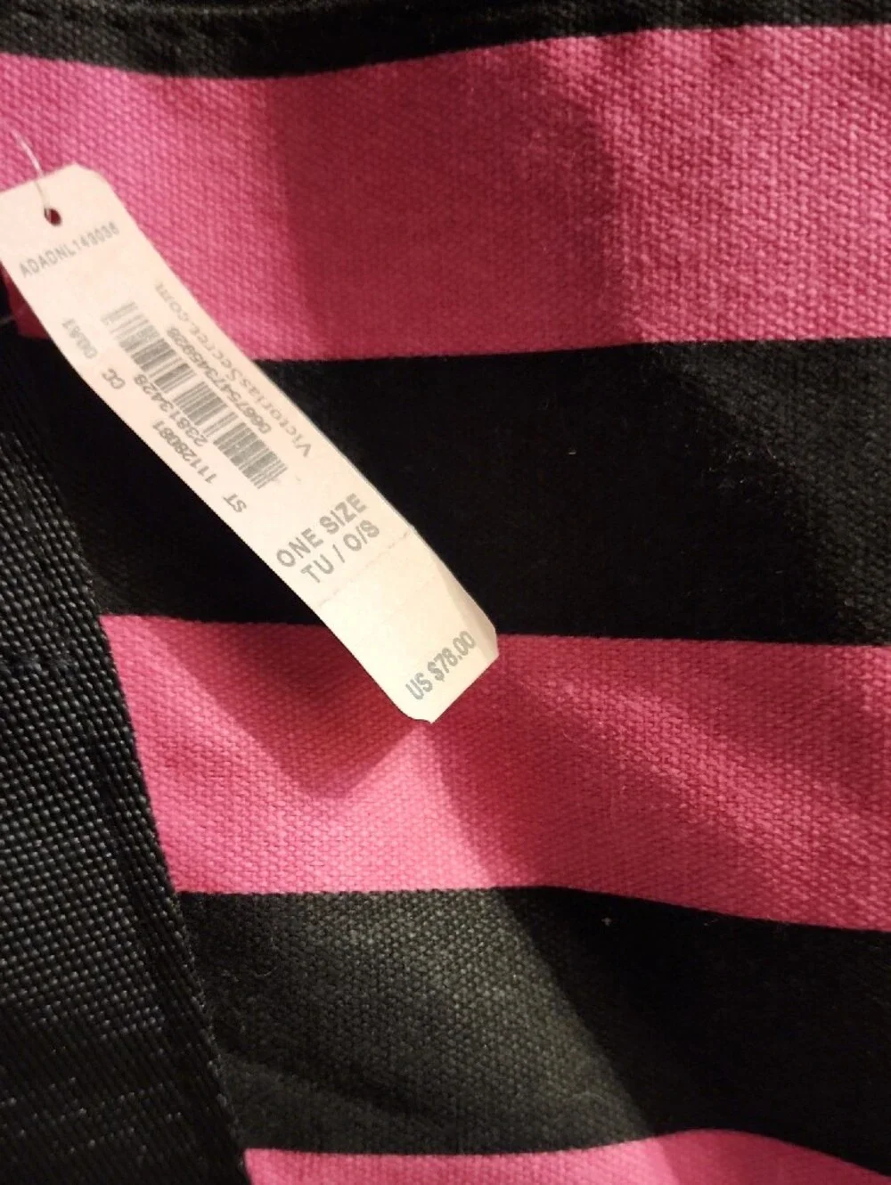 Victoria's Secret Hot Pink and Black Striped Tote